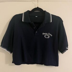 Vintage Penn State Navy Blue Cropped Polo Shirt